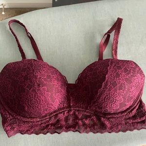 Pink Victoria Secret lace Bralette M (A-C) maroon